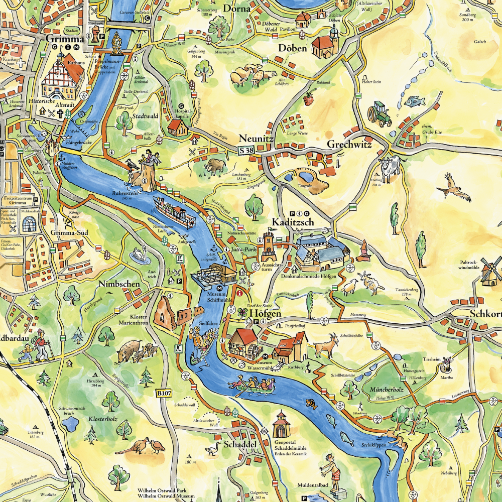 Orientierungskarte Grimma und Umgebung