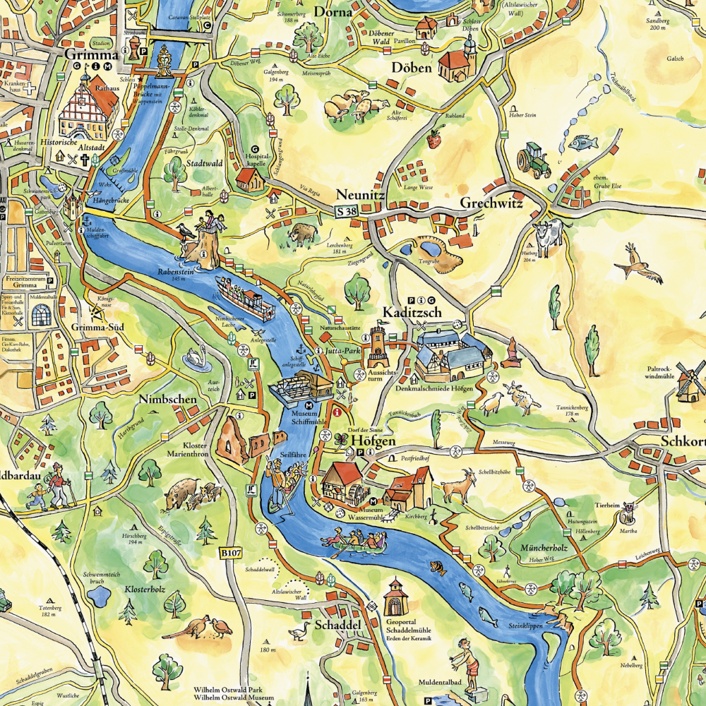 Orientierungskarte Grimma und Umgebung