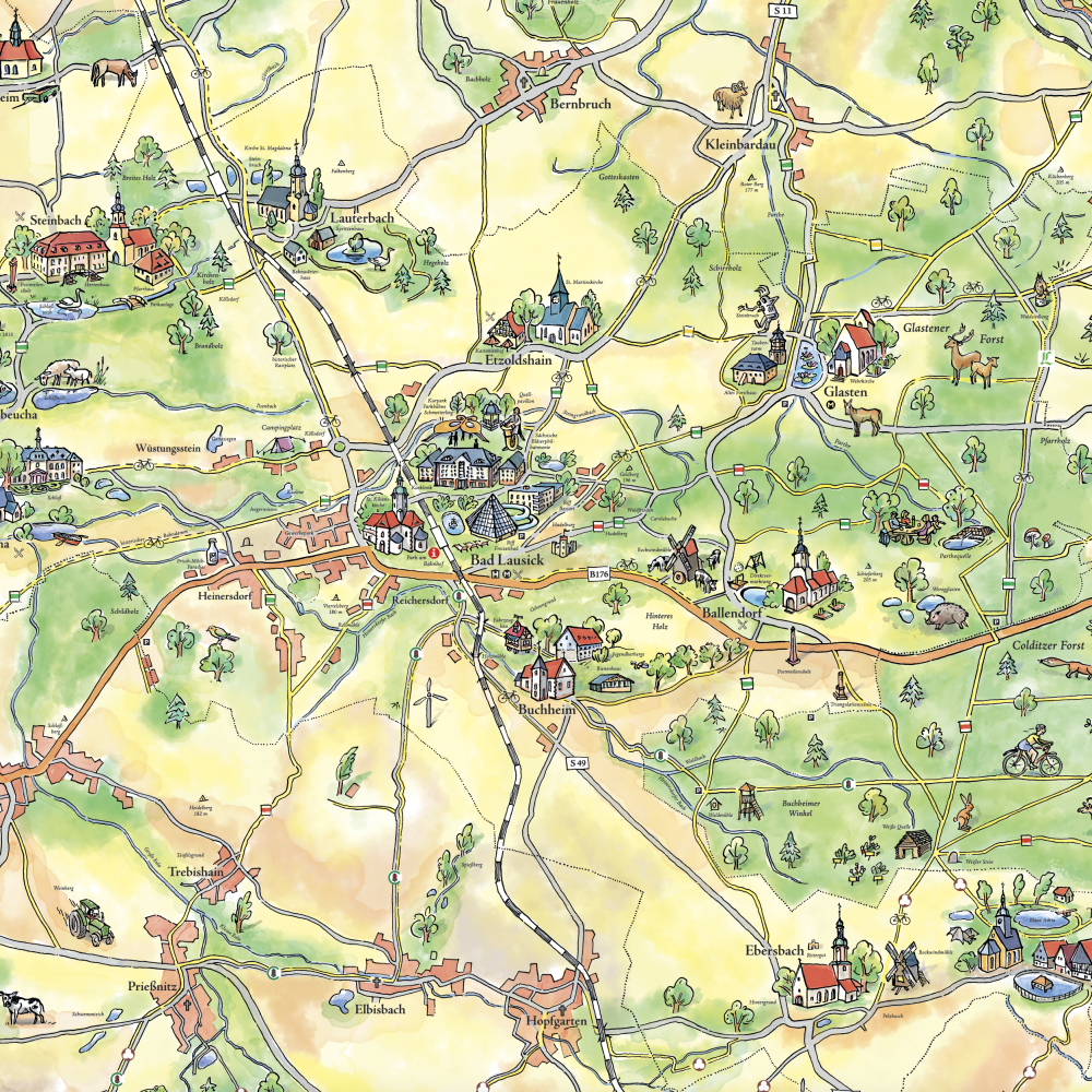Orientierungskarte Bad Lausick und Umgebung